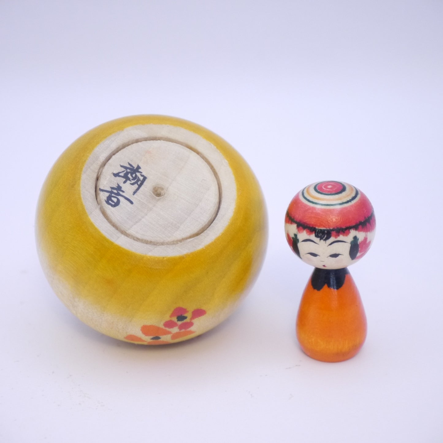 5cm Kokeshi doll by Shione Ikeuchi Yellow Ejiko