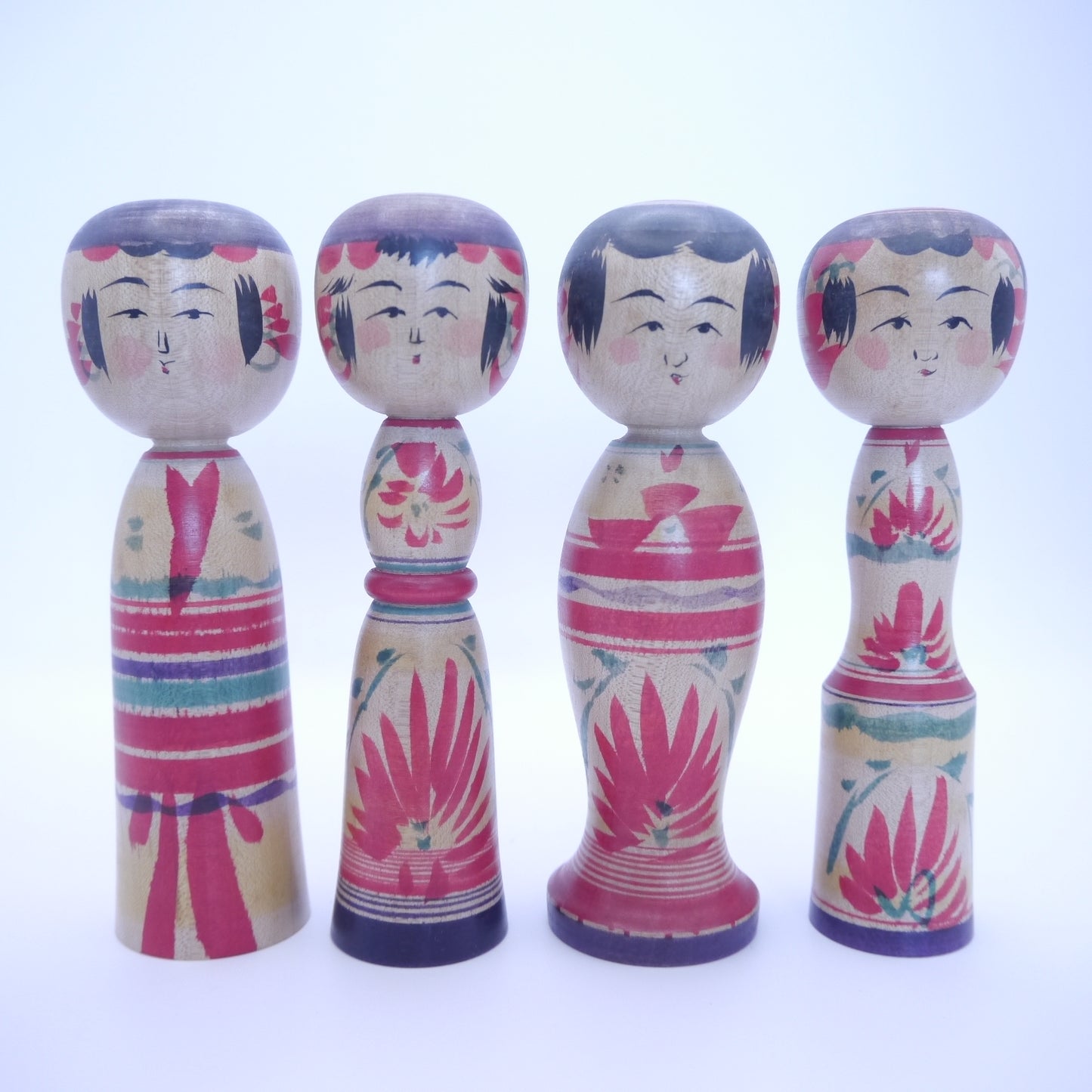 12cm Kokeshi doll by Yukiko Inoue Set of 4