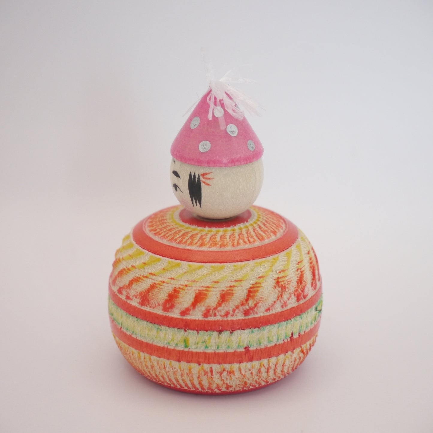 Kawaii Kokeshi Doll by Ryoji Maeda Party Hat Ejiko Pink