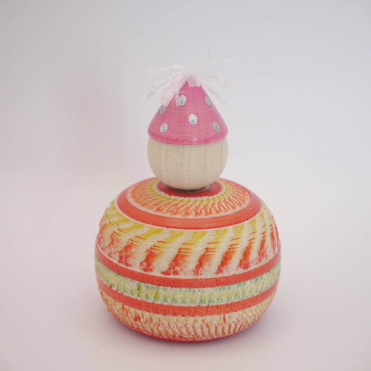 Kawaii Kokeshi Doll by Ryoji Maeda Party Hat Ejiko Pink