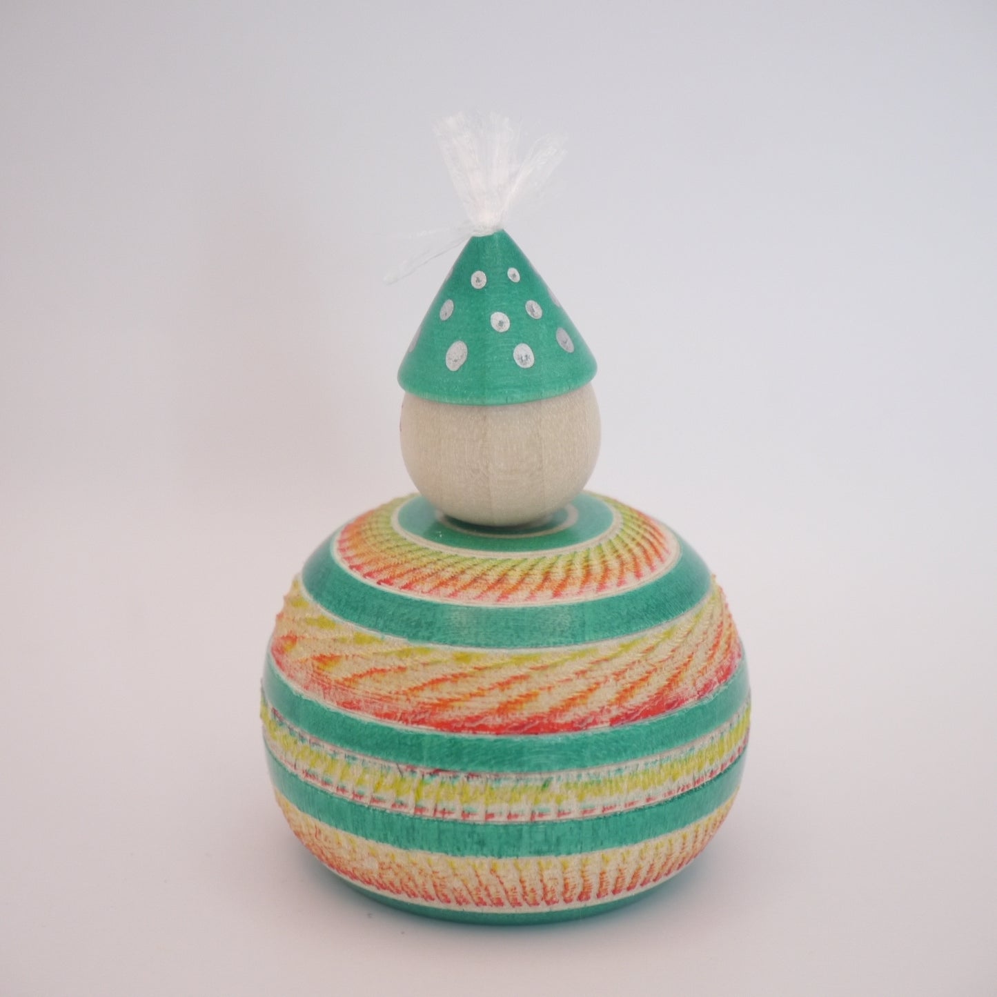 Kawaii Kokeshi Doll by Ryoji Maeda Party Hat Ejiko Green