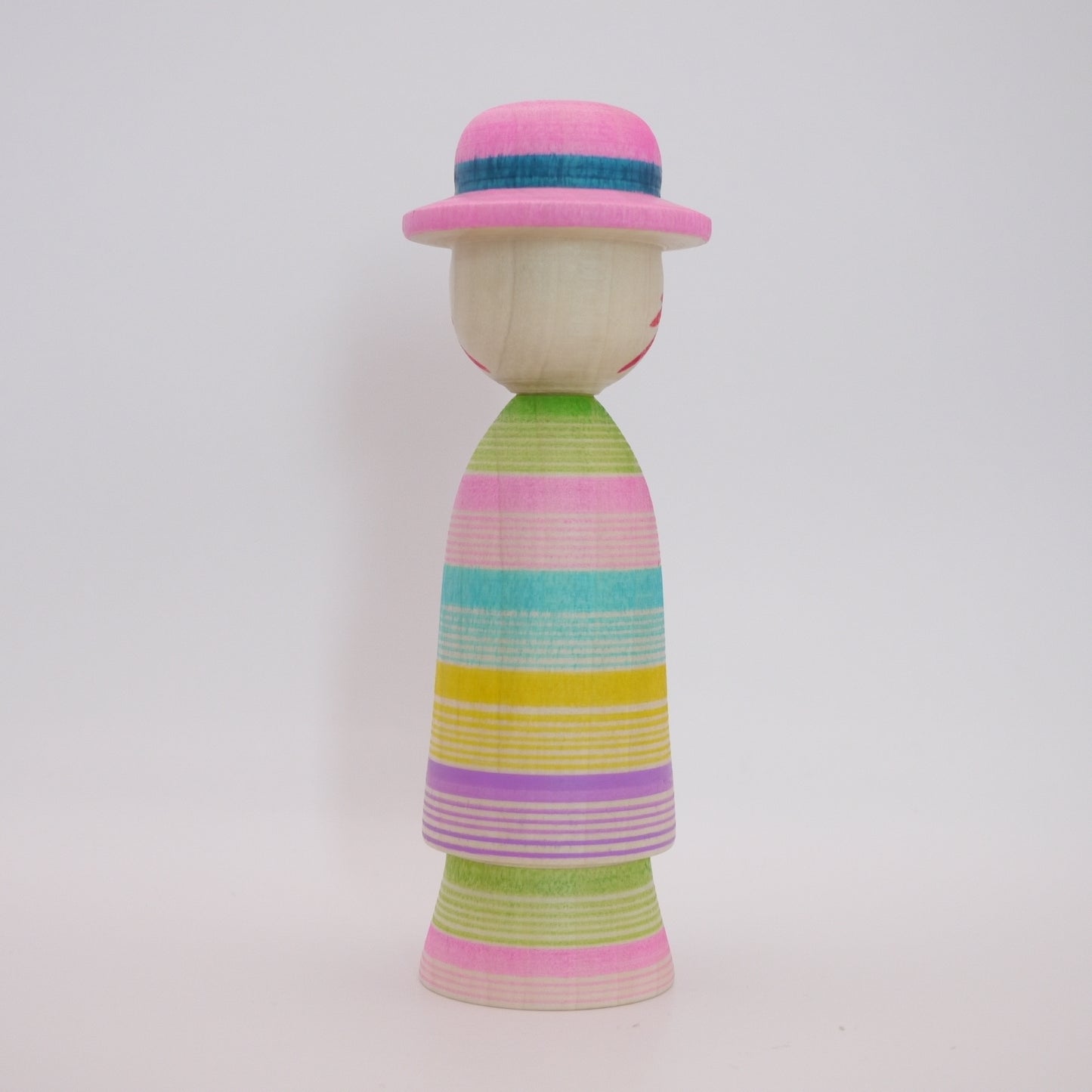 13cm Kokeshi doll by Teruyuki Hiraga Rainbow Hat