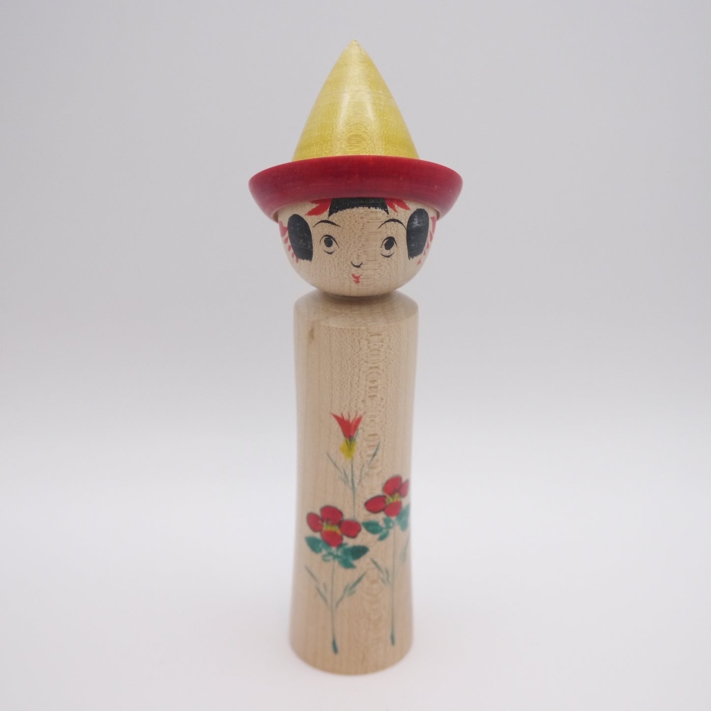 16cm Kokeshi doll by Shinya Abe Yellow Hat