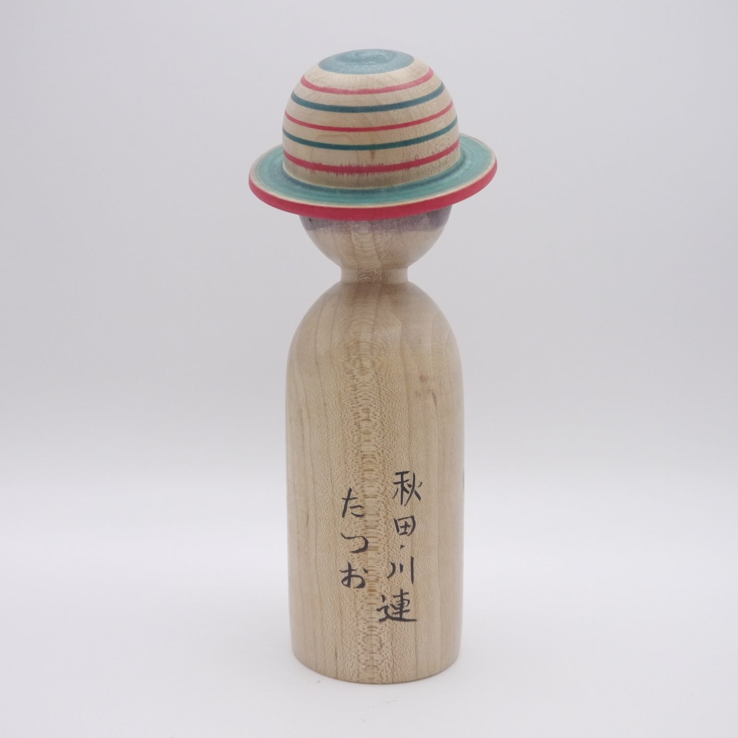 Kokeshi doll by Tatsuo Sato Stripe Hat Purple Hair