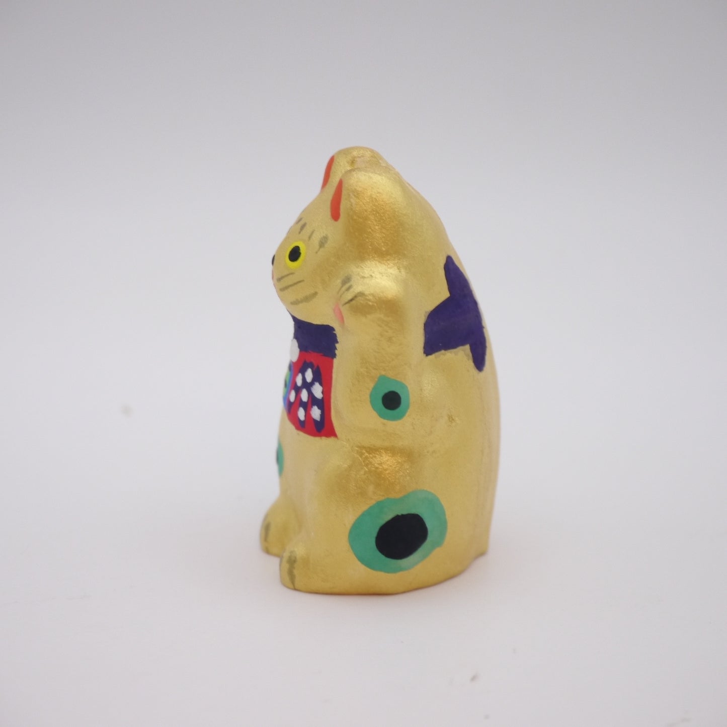 Japanese Folk Toy Clay Doll Tiny Maneki-Neko Lucky Cat