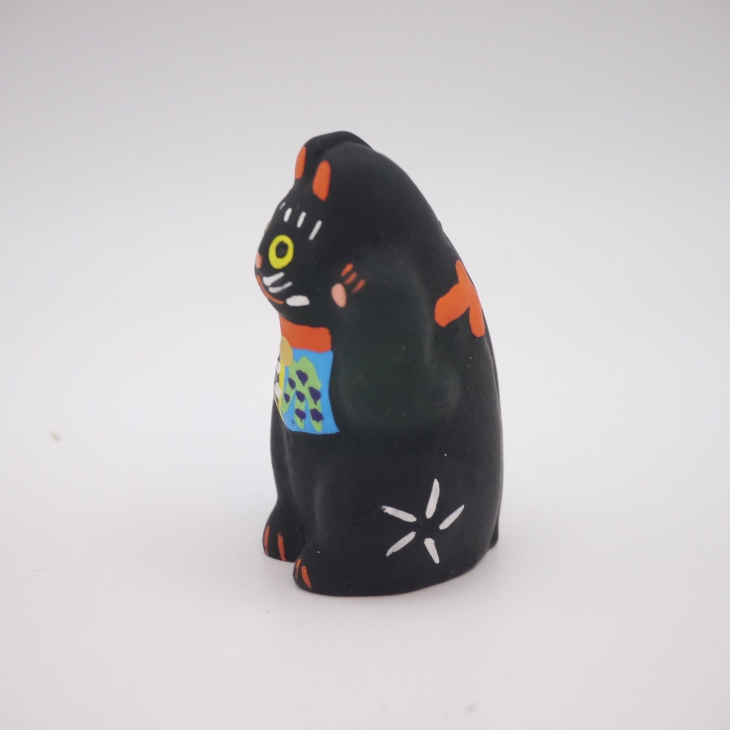 Japanese Folk Toy Clay Doll Tiny Maneki-Neko Lucky Cat