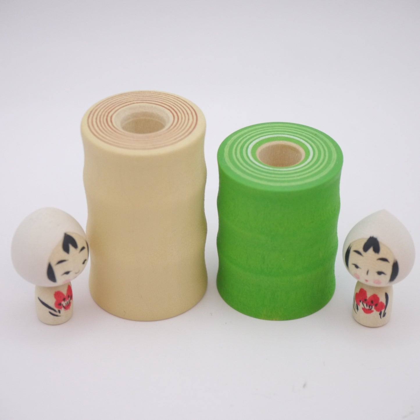 Kawaii Kokeshi doll by Akira Suzuki Matcha Baumkuchen Set of 2