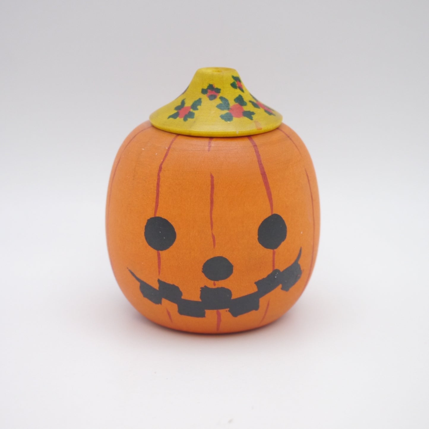 Kokeshi doll by Muchihide Abo Halloween Pumpkin Yellow