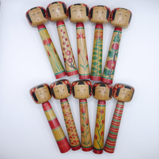 Vintage Kokeshi dolls by Chuzo Watanabe Set of 10