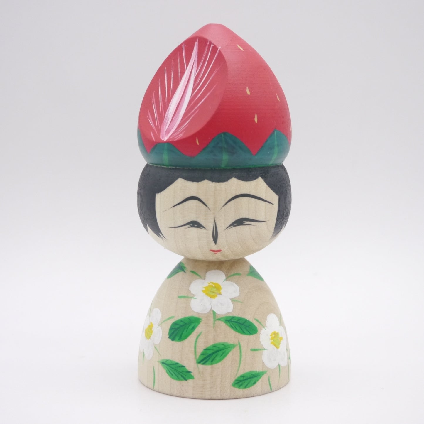 Kokeshi doll by Teruyuki Hiraga Strawberry Flower
