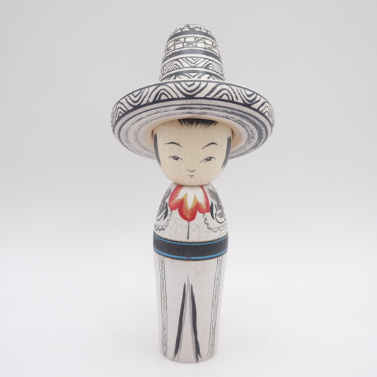 Kokeshi doll by Kikuhiro Shida Mexico style