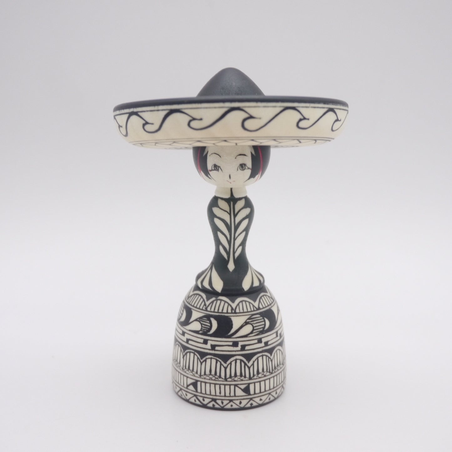 Kokeshi doll by Yasuhiro Sato Mexico style