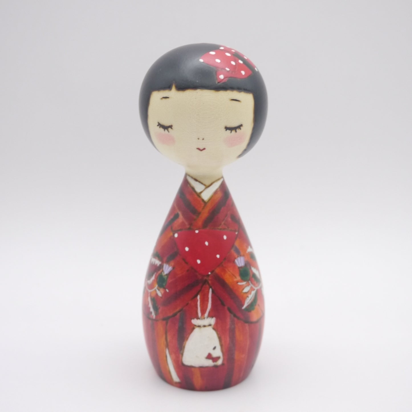Kokeshi doll by Izumi Oki "赤いリボン"