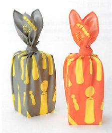Furoshiki Kokeshi Pattern Cotton Cloth Gray