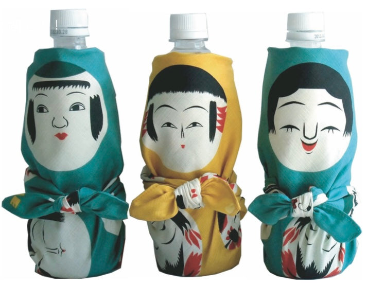 Furoshiki Kokeshi Pattern Cotton Cloth Gray