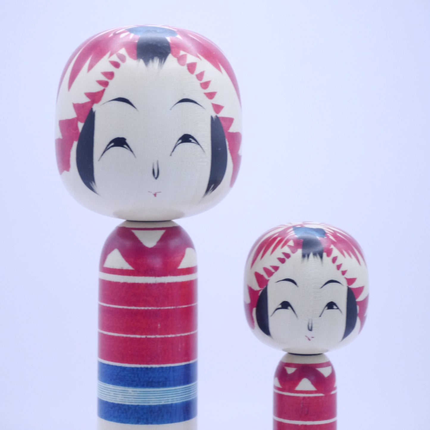 Kokeshi dolls by Yasuhiro Sato Set of 2 Red Blue