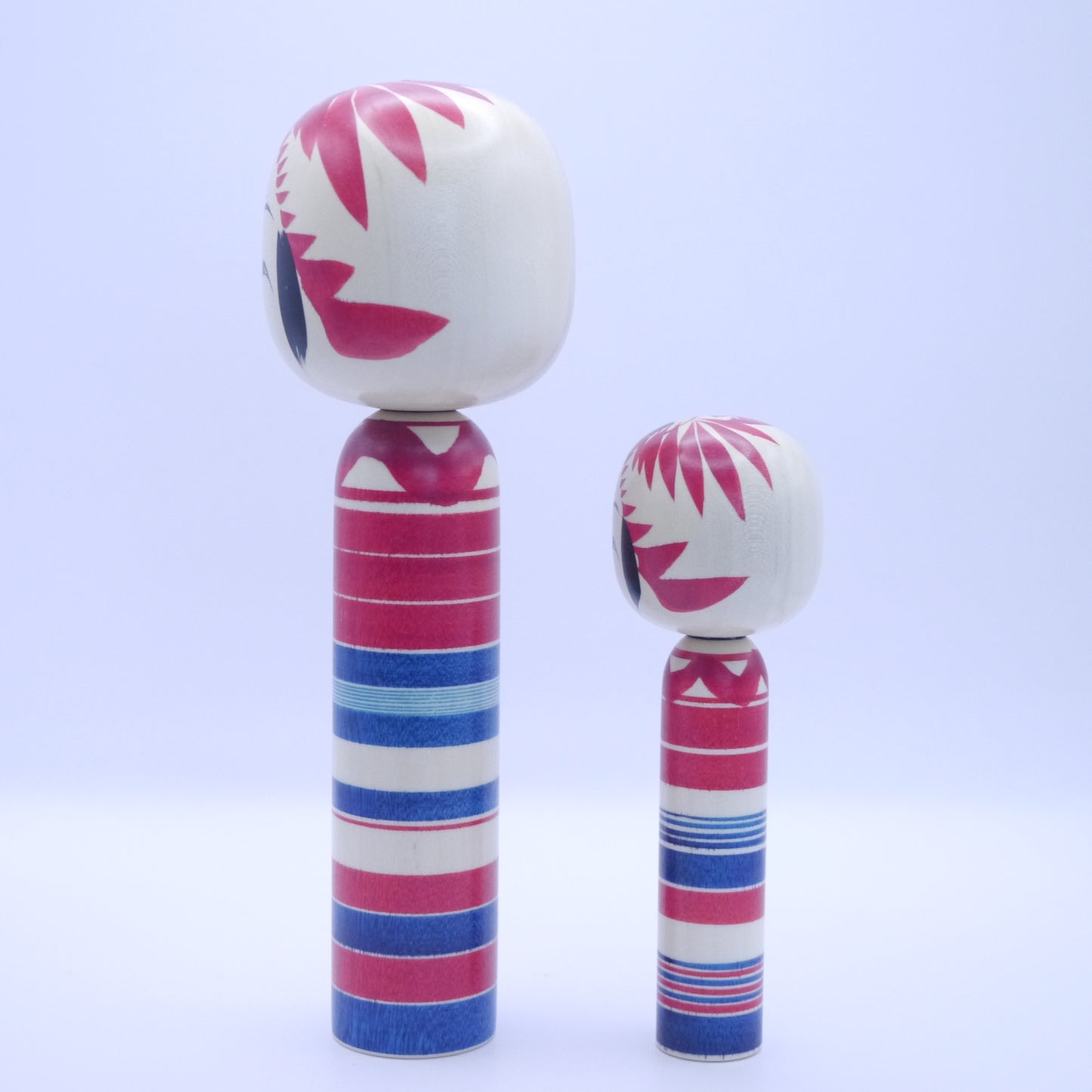Kokeshi dolls by Yasuhiro Sato Set of 2 Red Blue