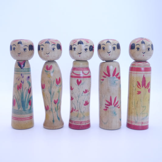 9cm Kokeshi doll by Tsunekichi Abe Set of 5