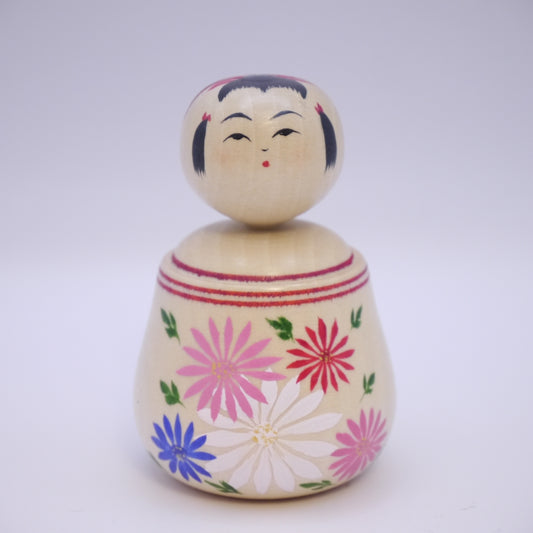 7cm Kokeshi doll by Mariko Kakizawa Flower Nemariko