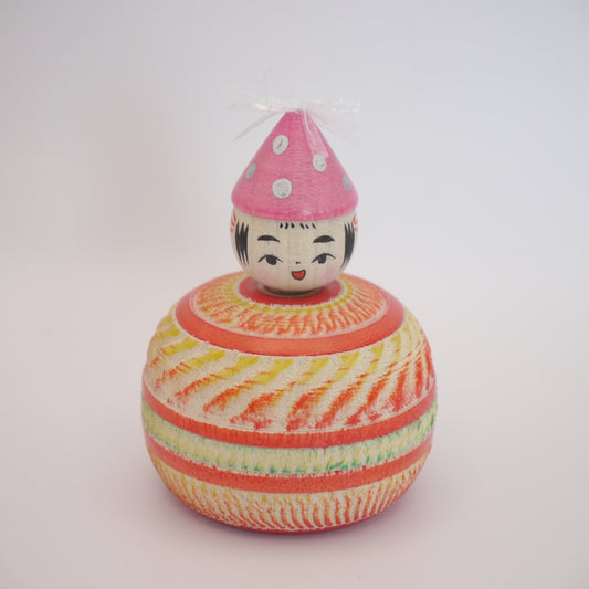 Kawaii Kokeshi Doll by Ryoji Maeda Party Hat Ejiko Pink