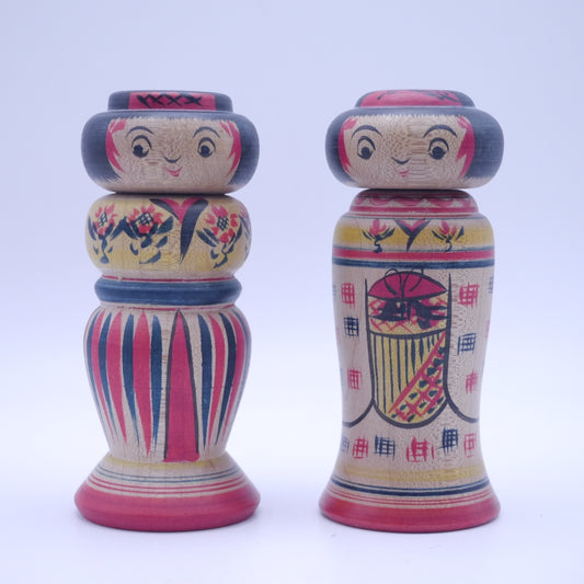 9cm Kokeshi doll by Shinya Abe Set of 2