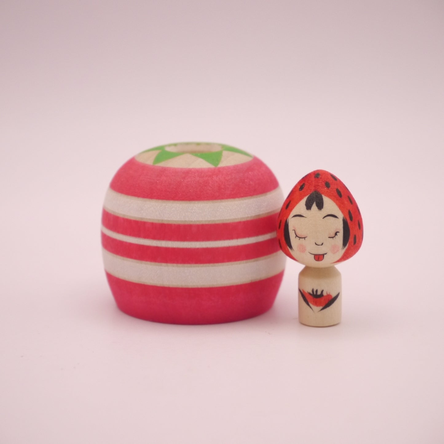 Kokeshi Doll by Akira Suzuki Strawberry Cake Ejiko Red
