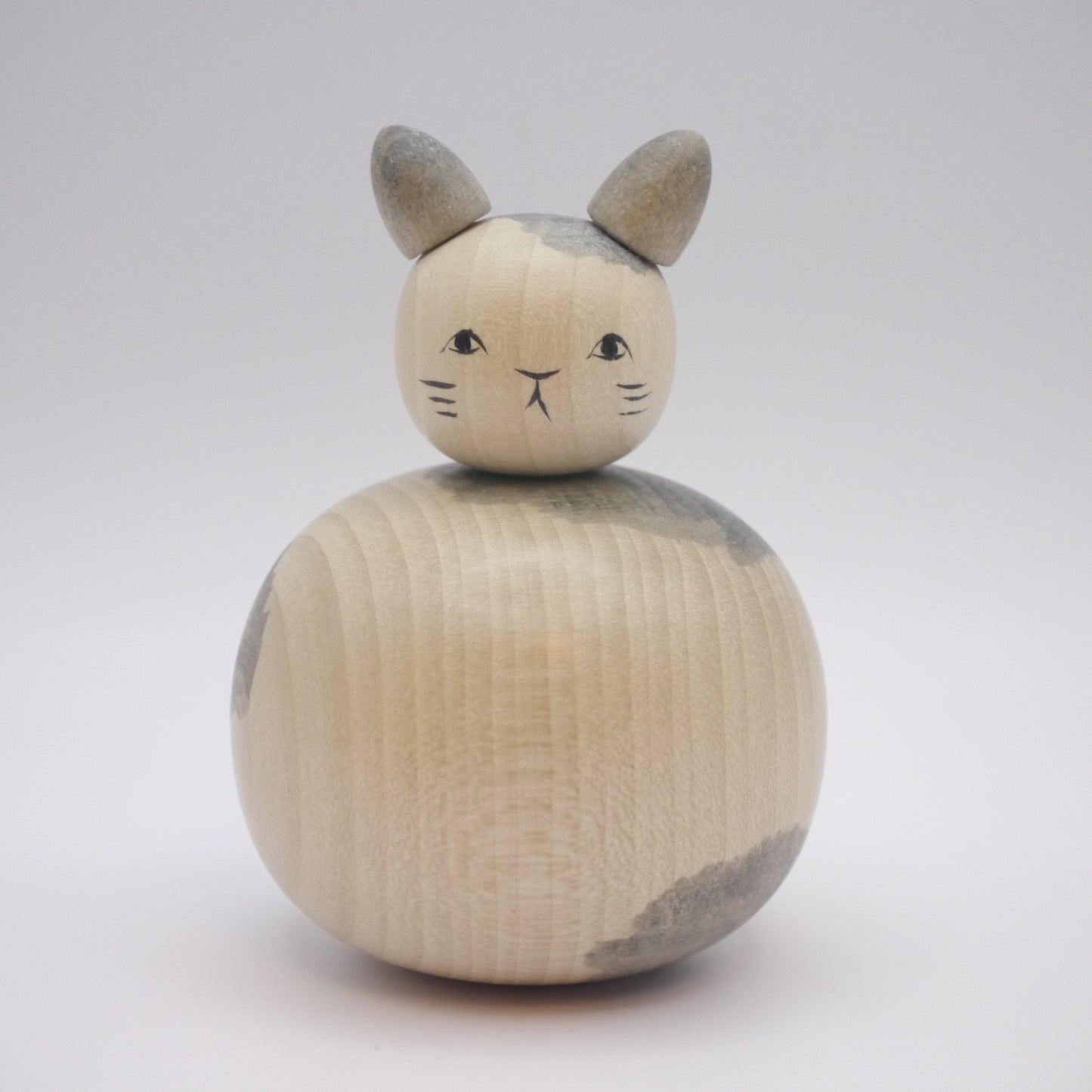 7.5cm Kokeshi doll by Yoshimi Koyama Gray Cat Ejiko