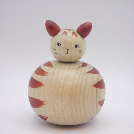 7.5cm Kokeshi doll by Yoshimi Koyama Brown Cat Ejiko