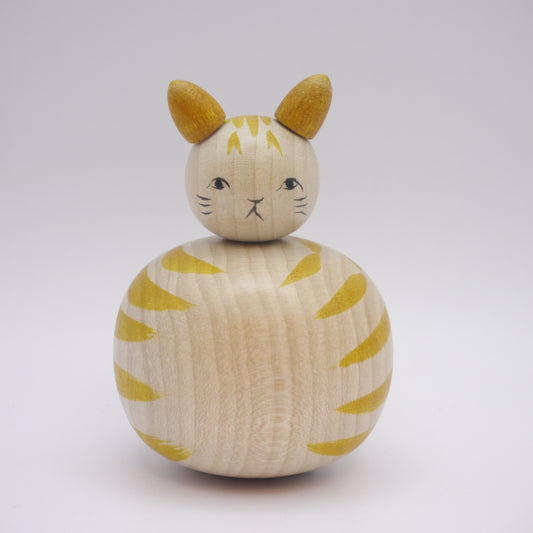 7.5cm Kokeshi doll by Yoshimi Koyama Yellow Cat Ejiko