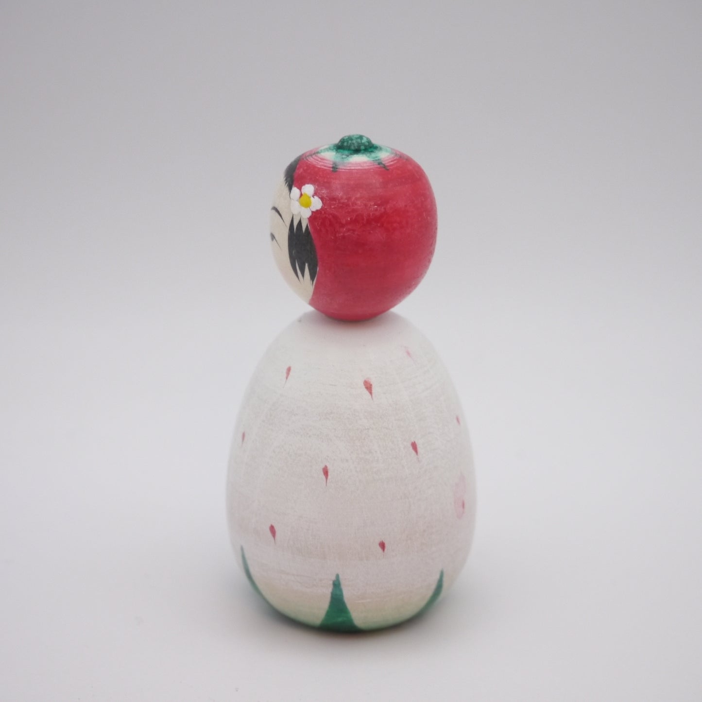 9cm Kokeshi doll by Yoshinobu Kakizawa White Strawberry