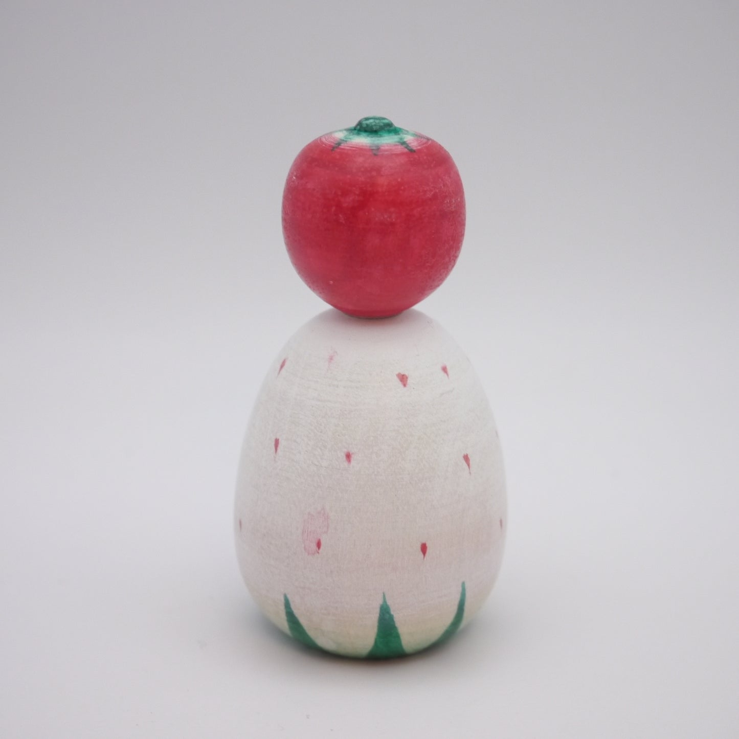 9cm Kokeshi doll by Yoshinobu Kakizawa White Strawberry