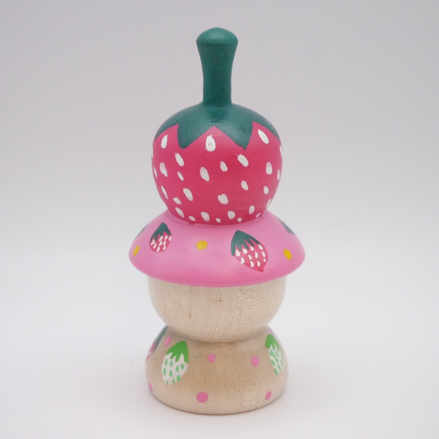 Kawaii Kokeshi Doll by Kikuhiro Shida Mashroom Pink Strawberry