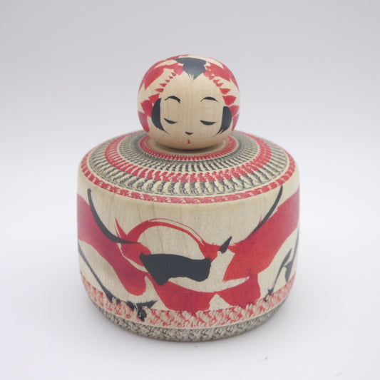 Ejiko Kokeshi doll by Yasuhiro Sato Black & Red