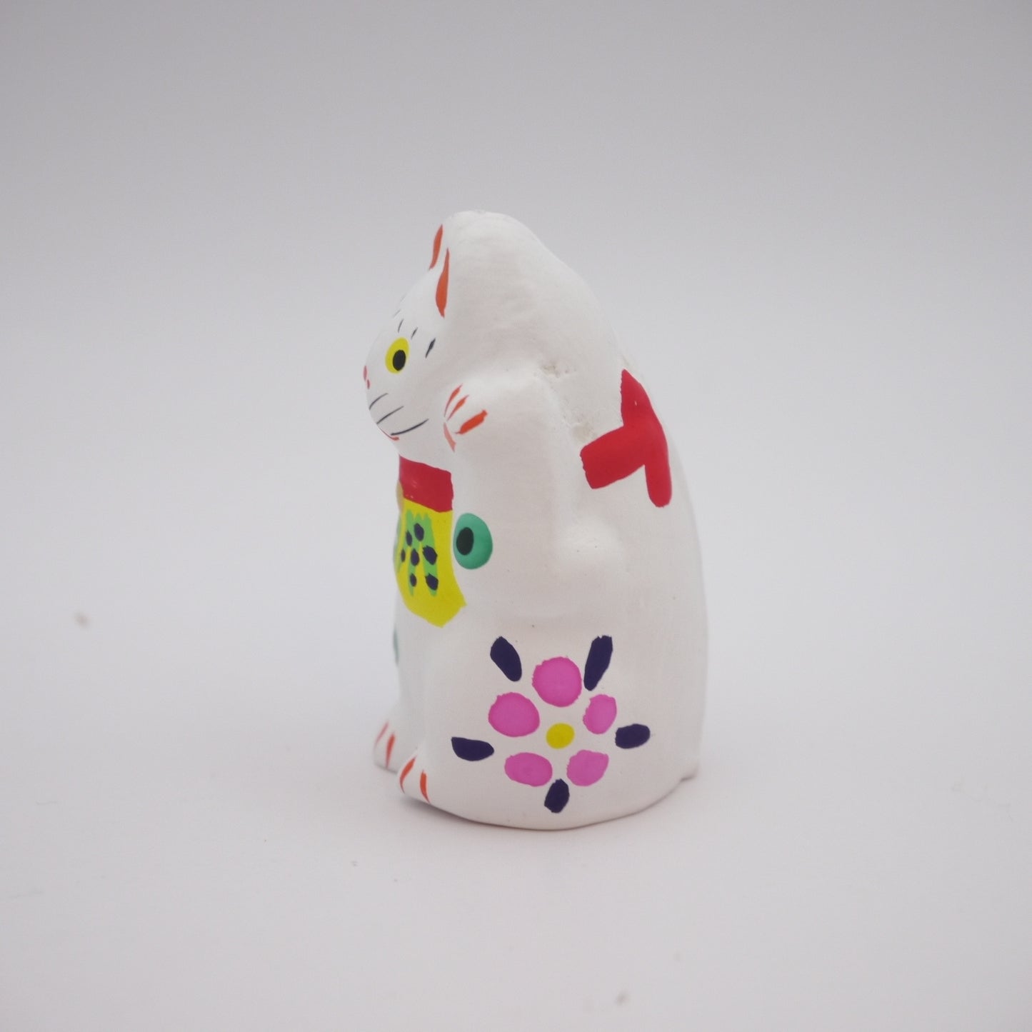 Japanese Folk Toy Clay Doll Tiny Maneki-Neko Lucky Cat