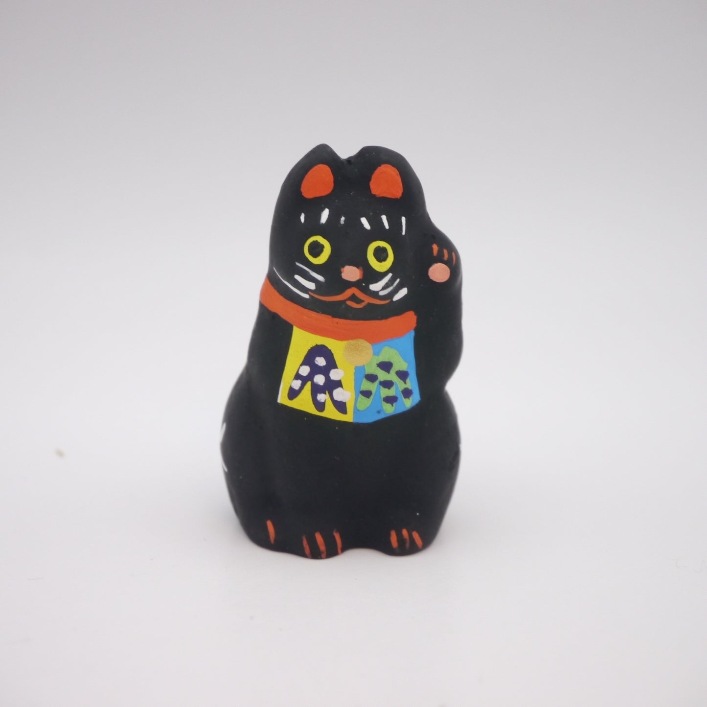 Japanese Folk Toy Clay Doll Tiny Maneki-Neko Lucky Cat