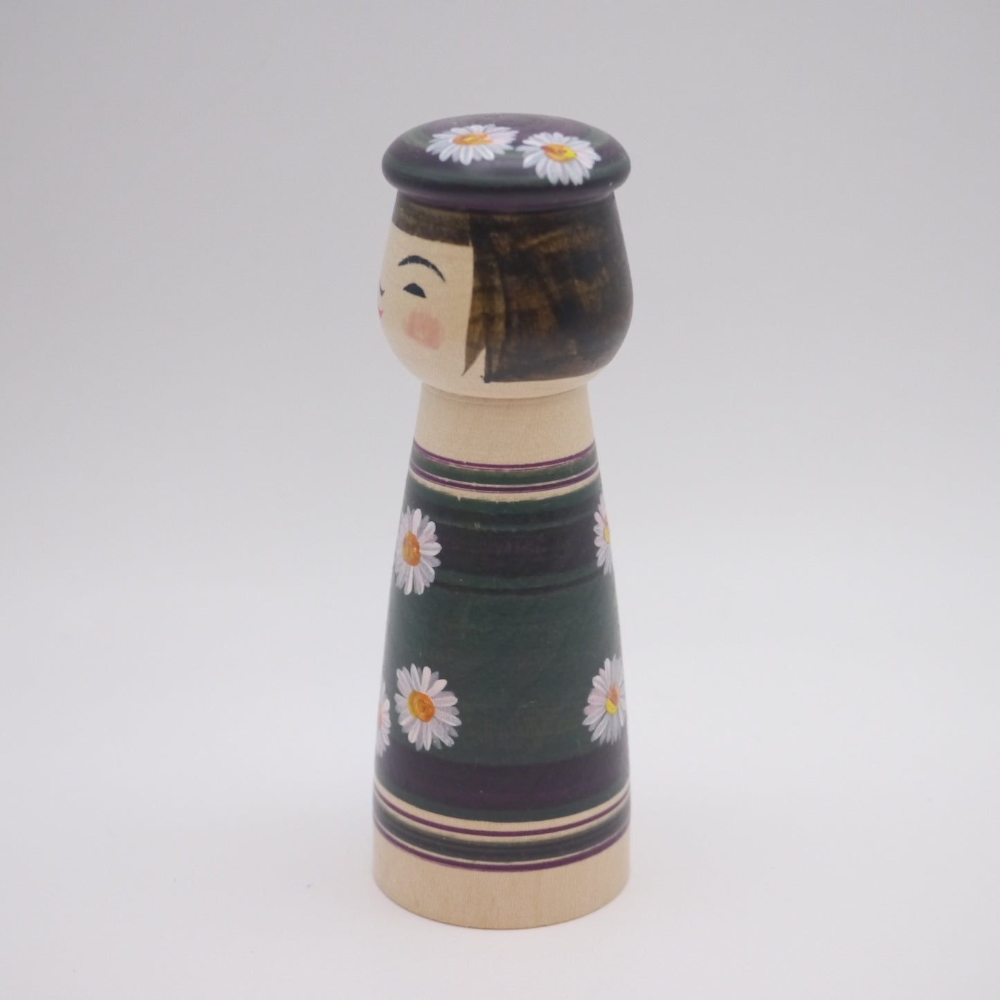 Kawaii Kokeshi doll by Sachiko Saito Daisy Flower Hat