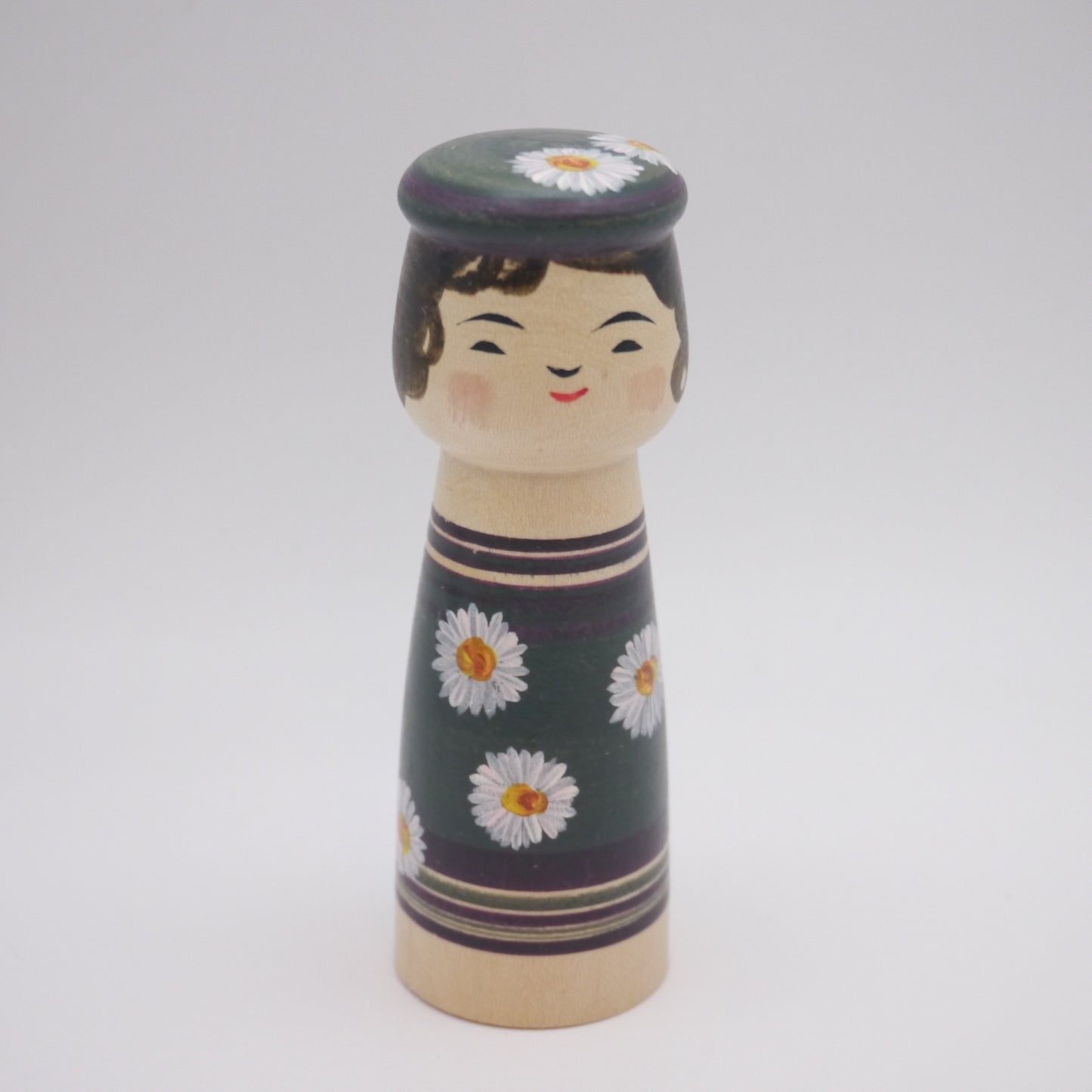 Kawaii Kokeshi doll by Sachiko Saito Daisy Flower Hat