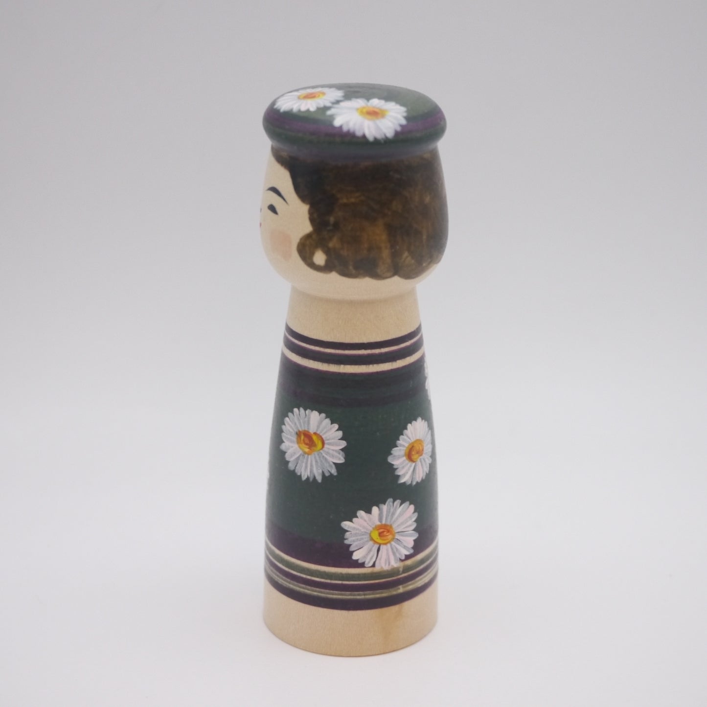 Kawaii Kokeshi doll by Sachiko Saito Daisy Flower Hat