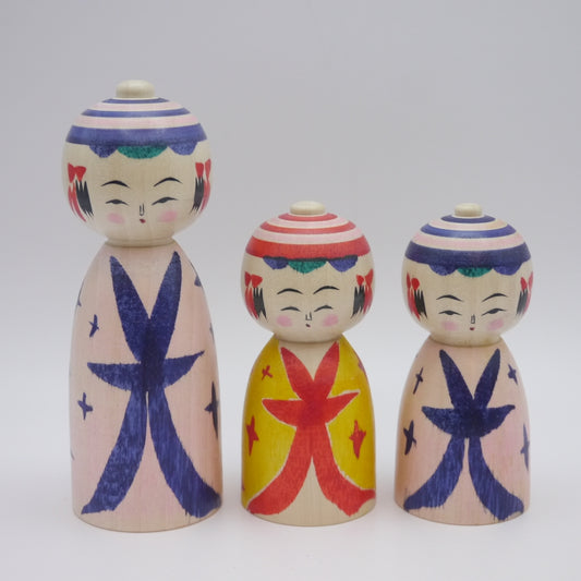 Kokeshi doll by Toshio Takada Set of 3