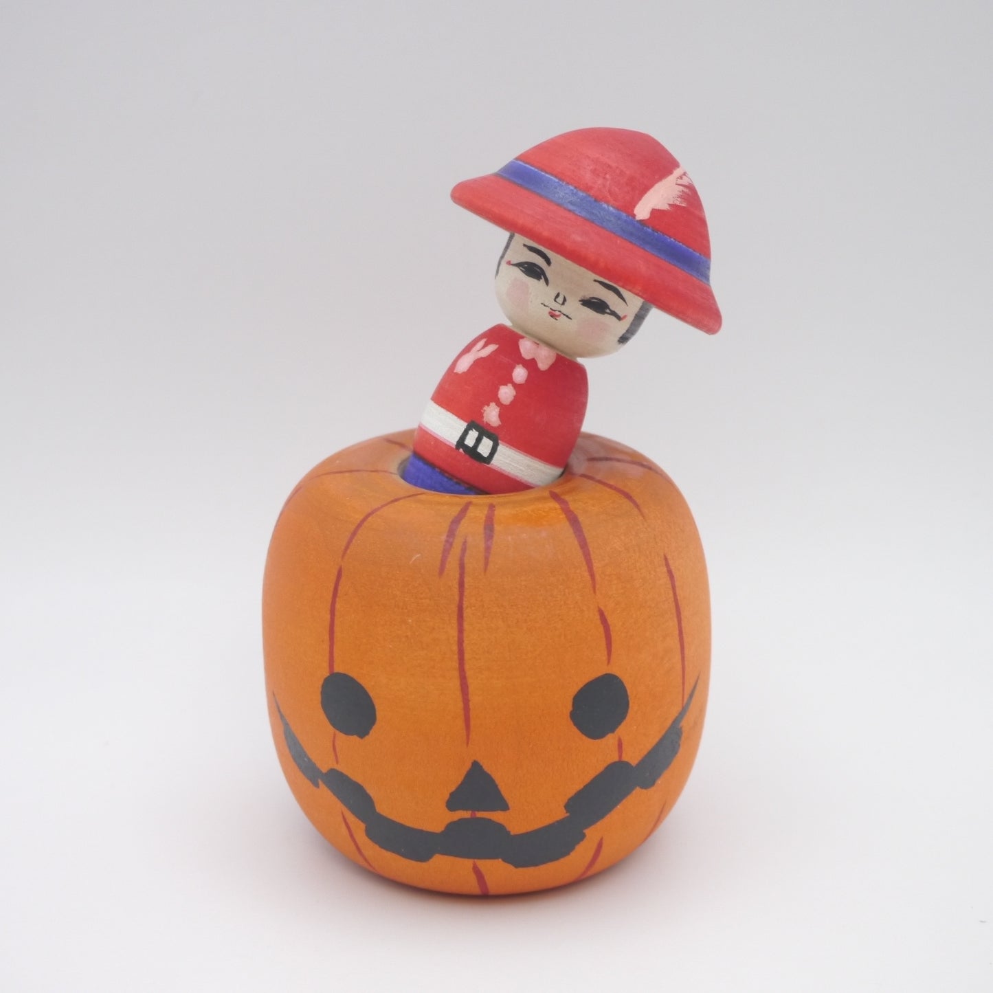 Kokeshi doll by Muchihide Abo Halloween Pumpkin Red