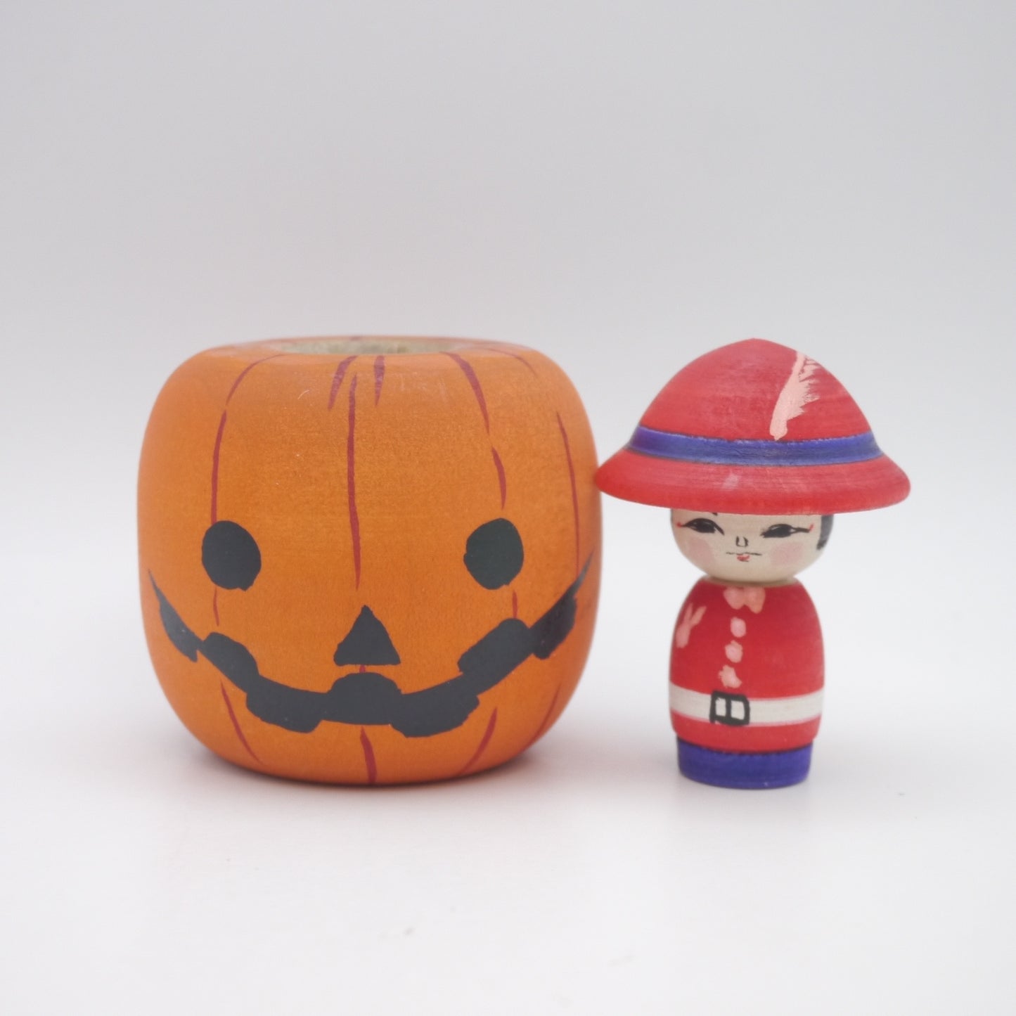 Kokeshi doll by Muchihide Abo Halloween Pumpkin Red