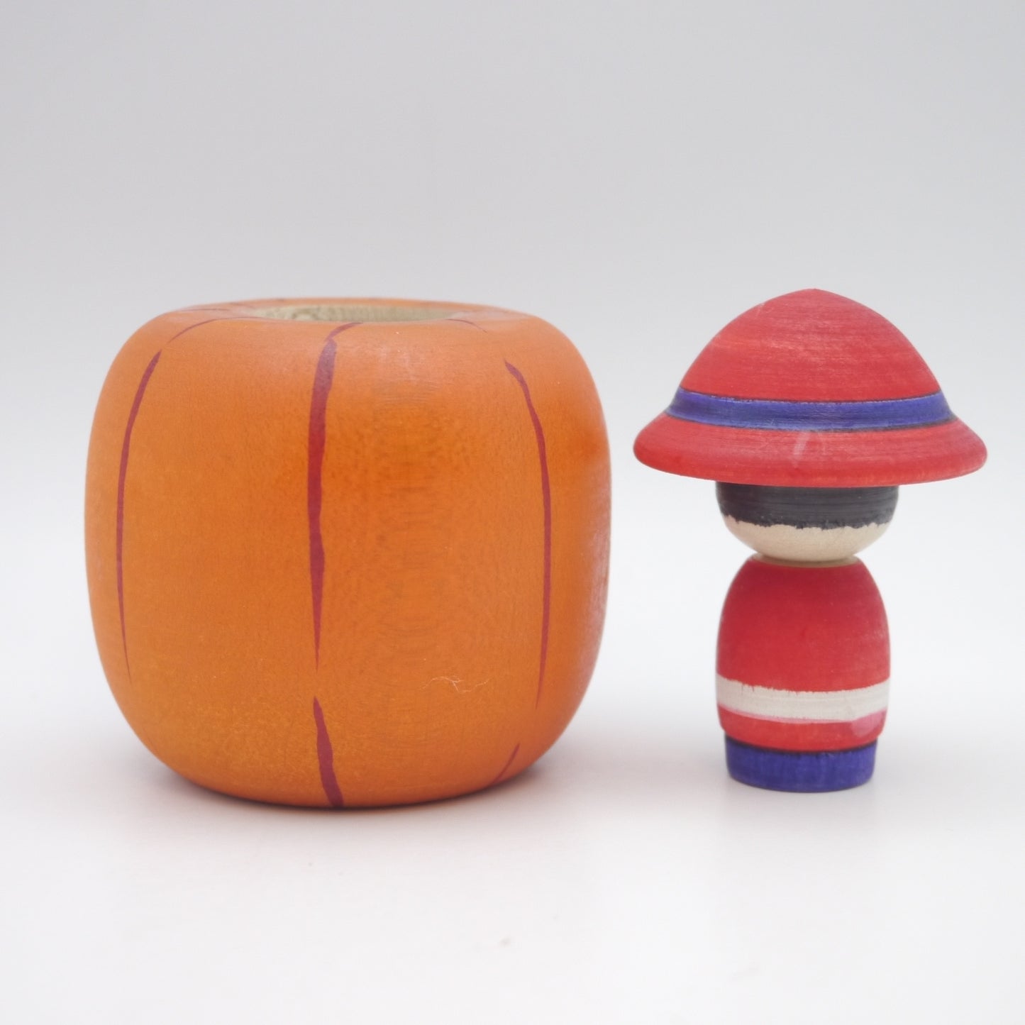 Kokeshi doll by Muchihide Abo Halloween Pumpkin Red