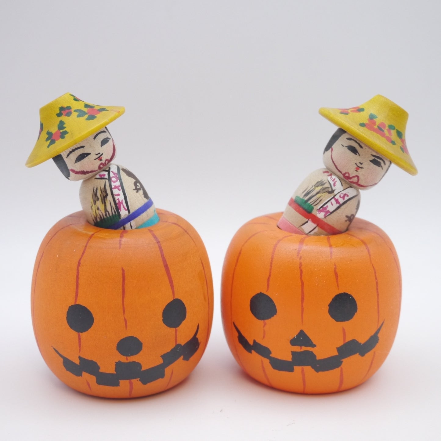 Kokeshi doll by Muchihide Abo Halloween Pumpkin Yellow