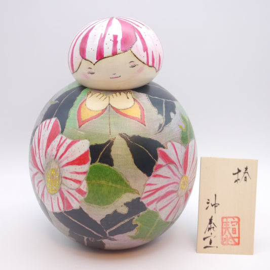 Kokeshi doll by Yasunori Oki "Camellia"