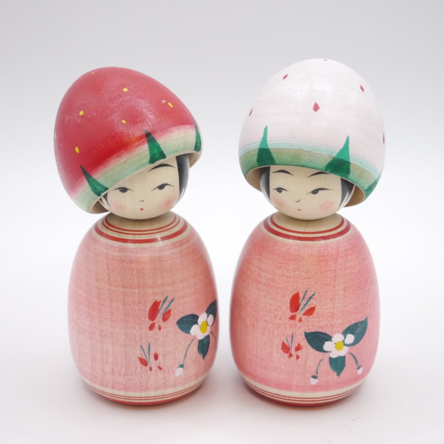 Kokeshi doll by Yoshinobu Kakizawa Strawberry Hat