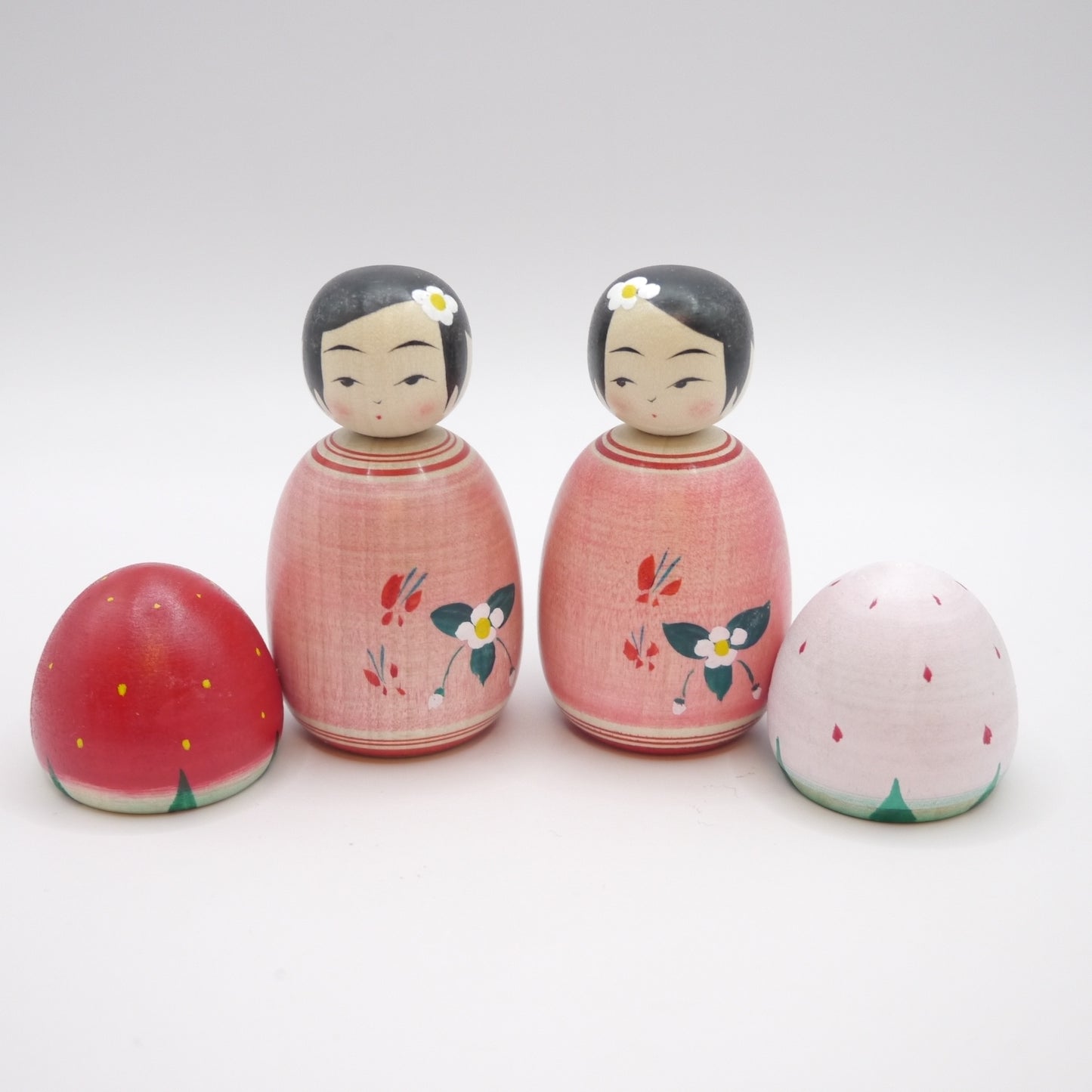 Kokeshi doll by Yoshinobu Kakizawa Strawberry Hat