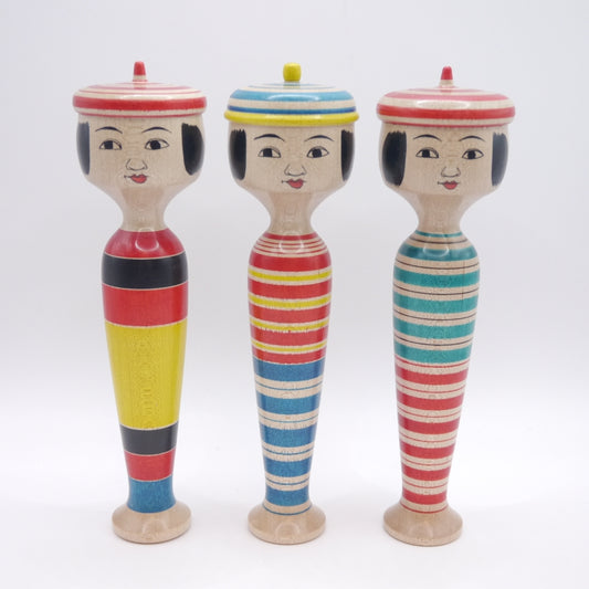 Kokeshi doll by Fumio Miharu Stripe Hat