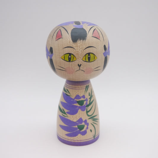 Kokeshi doll by Naomi Umeki Purple Cat