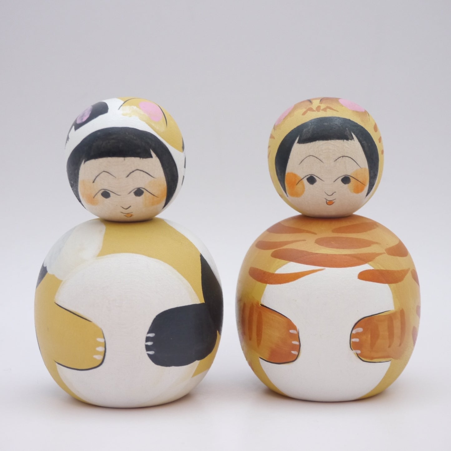 Kokeshi doll by Kaede Shida Tabby Calico Cat