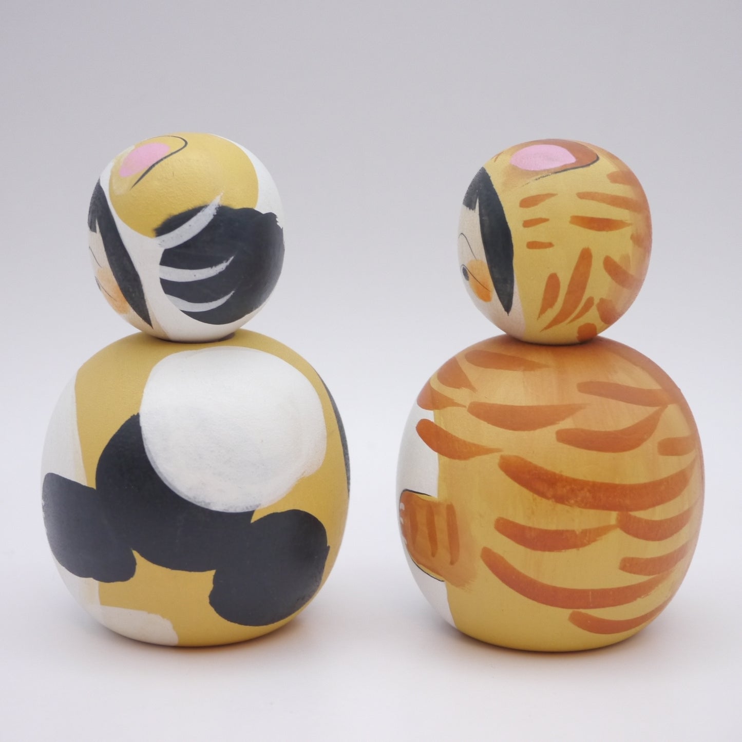 Kokeshi doll by Kaede Shida Tabby Calico Cat